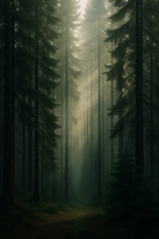 "Into The Pines" - Moody Forest Print (12x18)